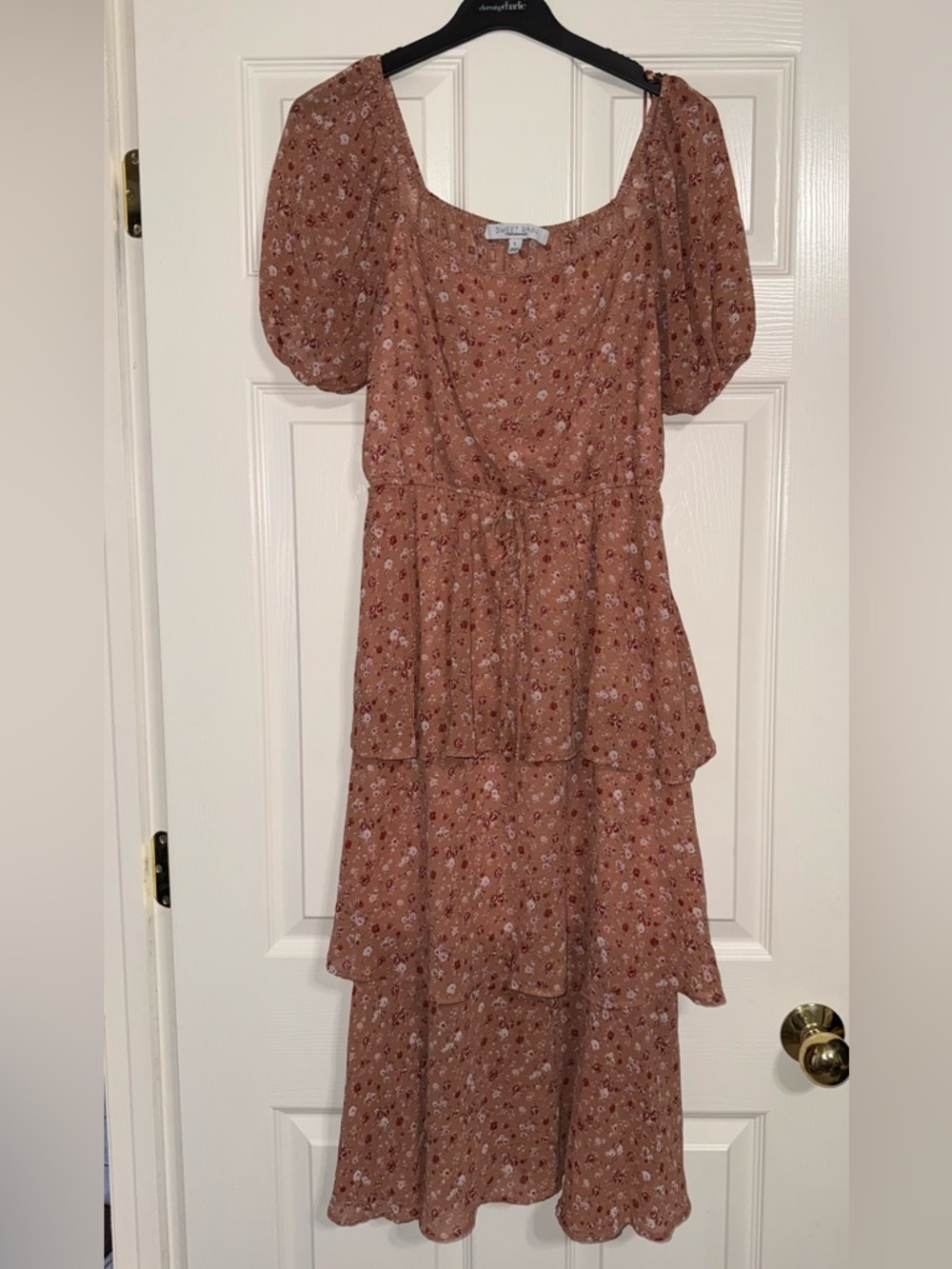 Sweet Rain Dusty Rust Floral Tiered Large Maxi Dress